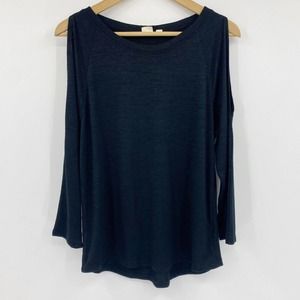 GAP 3/4 Sleeve Cold Shoulder Lightweight Sweater Black Sz S